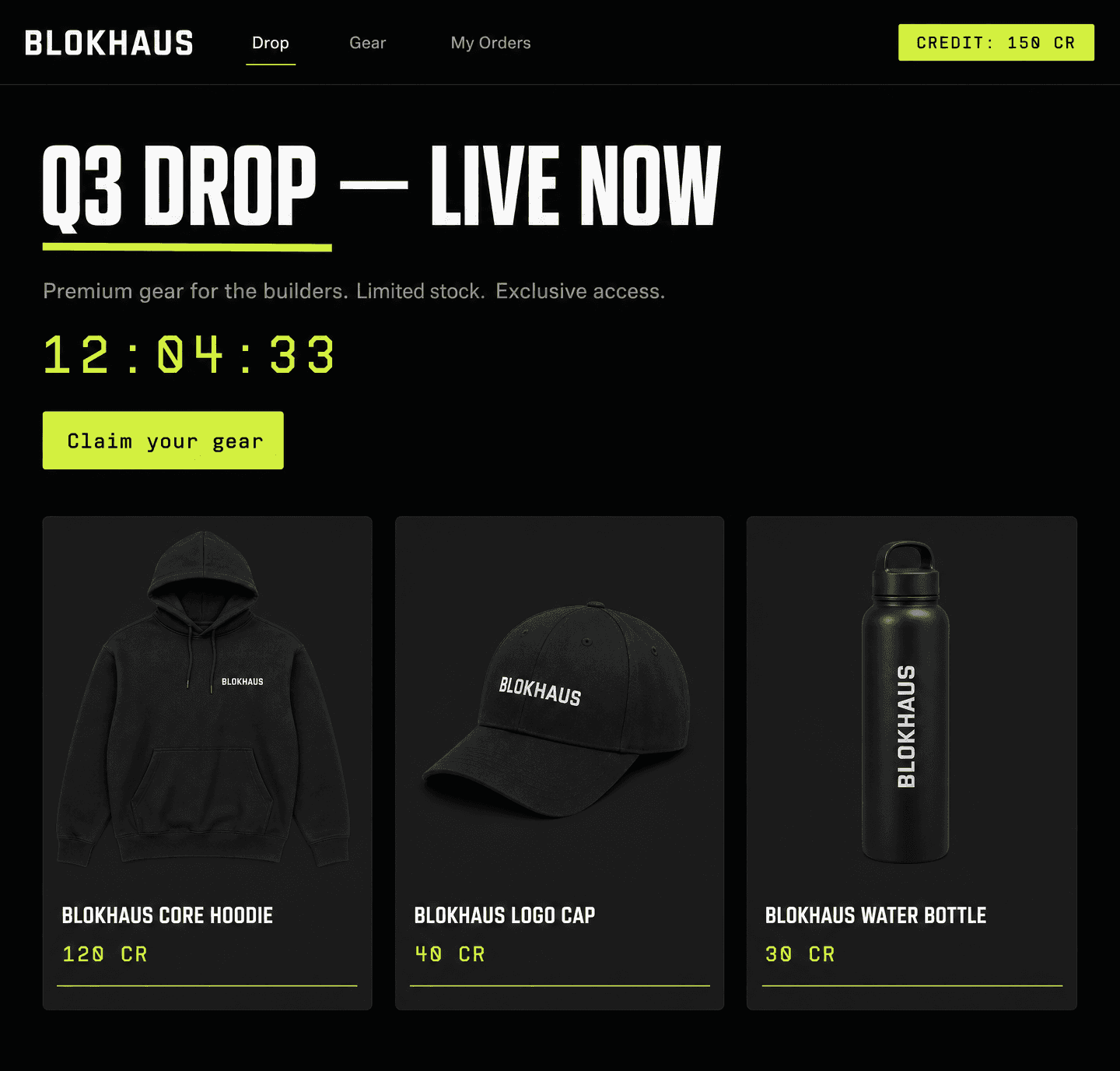 Blokhaus storefront — company team store